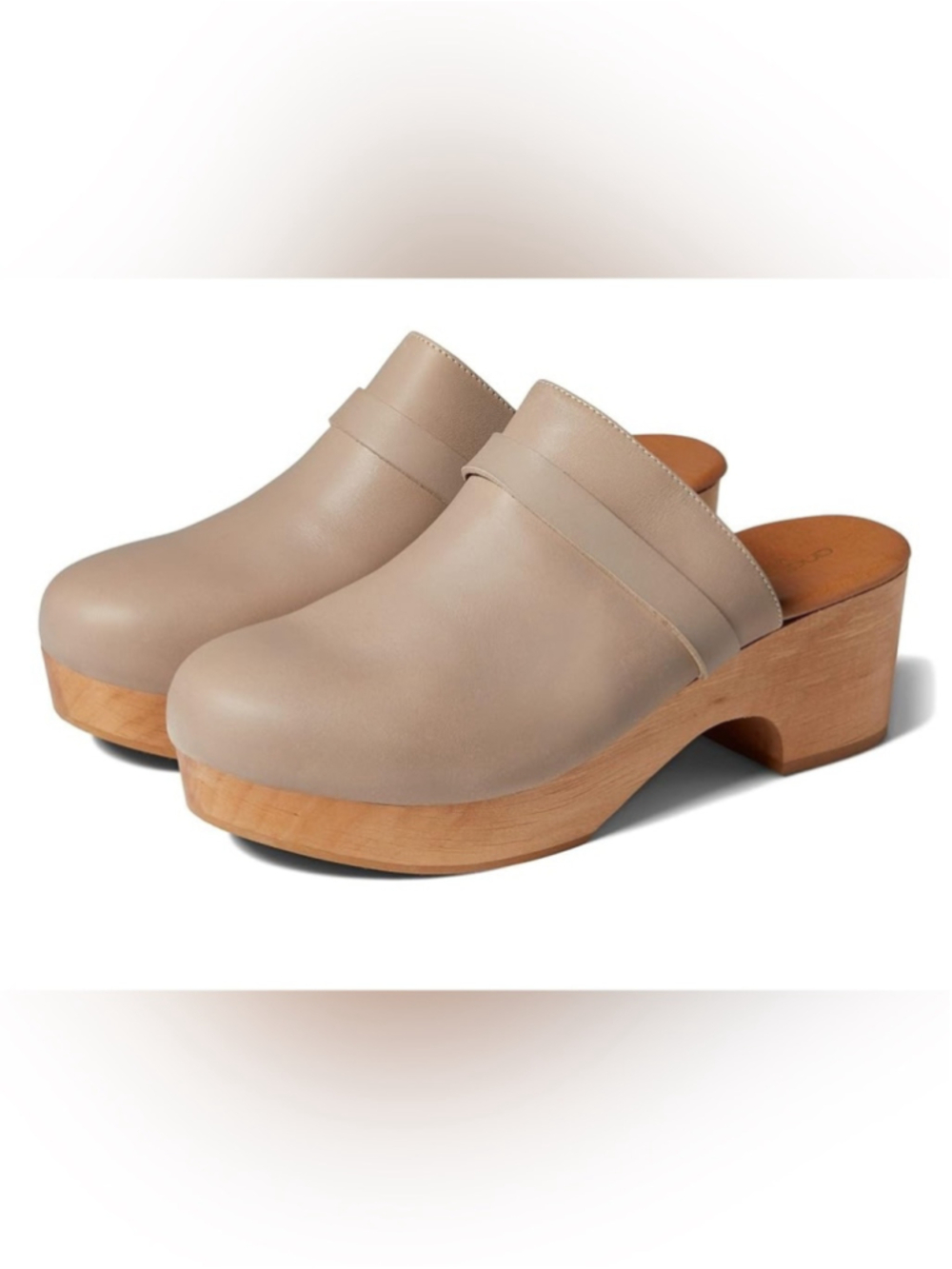Andre Assous Sofi Women's Clog Shoes Leather Slip-On Clog in Ash Taupe 10